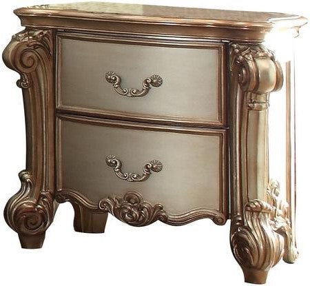 34" X 20" X 30" Gold Patina  Bone Patina Nightstand