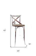 Silla de bar antigua de madera roja