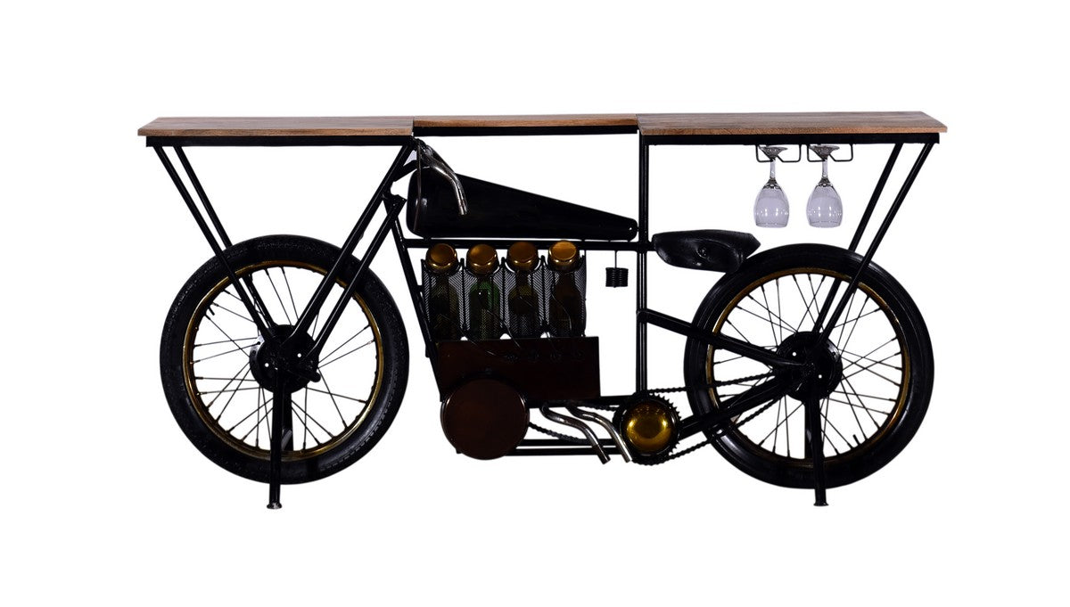 Black Motorcycle Wine Bar - 17" x 71" x 35"