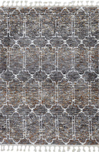 2' X 7' Mocha Mosaic Pattern Runner Rug With Fringe