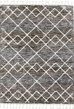 2' X 7' Mocha Geometric Diamond Runner Rug With Fringe
