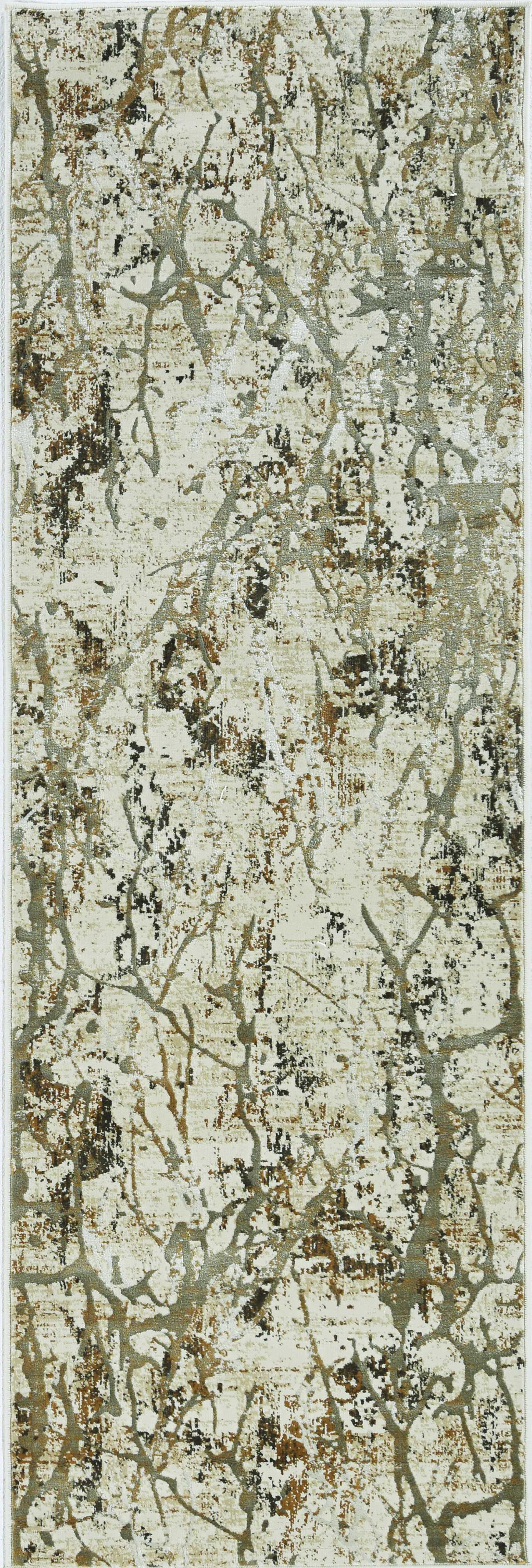 3' X 5' Ivory Or Gold Abstract Viscose Area Rug