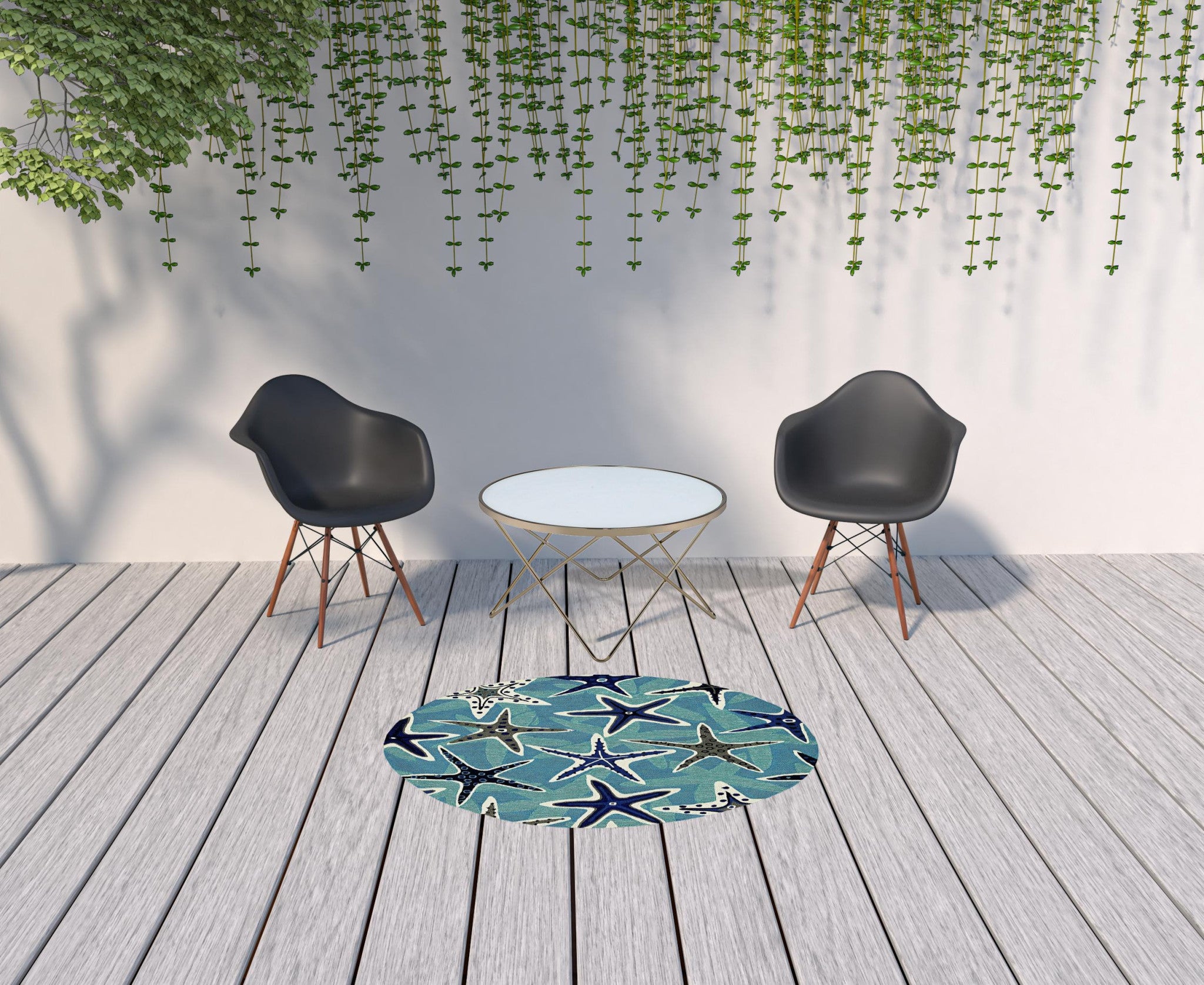 3' X 5' Blue Sand Dollar Indoor Outdoor Area Rug