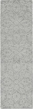 8' Grey Hand Tufted Space Dyed Floral Ogee Indoor Runner Rug