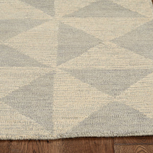 8' Ivory Hand Tufted Space Dyed Geometric Indoor Runner Rug