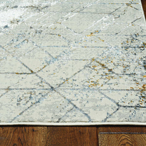 7' Ivory Machine Woven Abstract Geometric Indoor Runner Rug