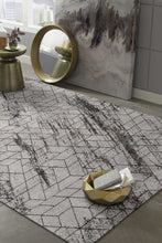 7' Ivory Machine Woven Abstract Geometric Indoor Runner Rug