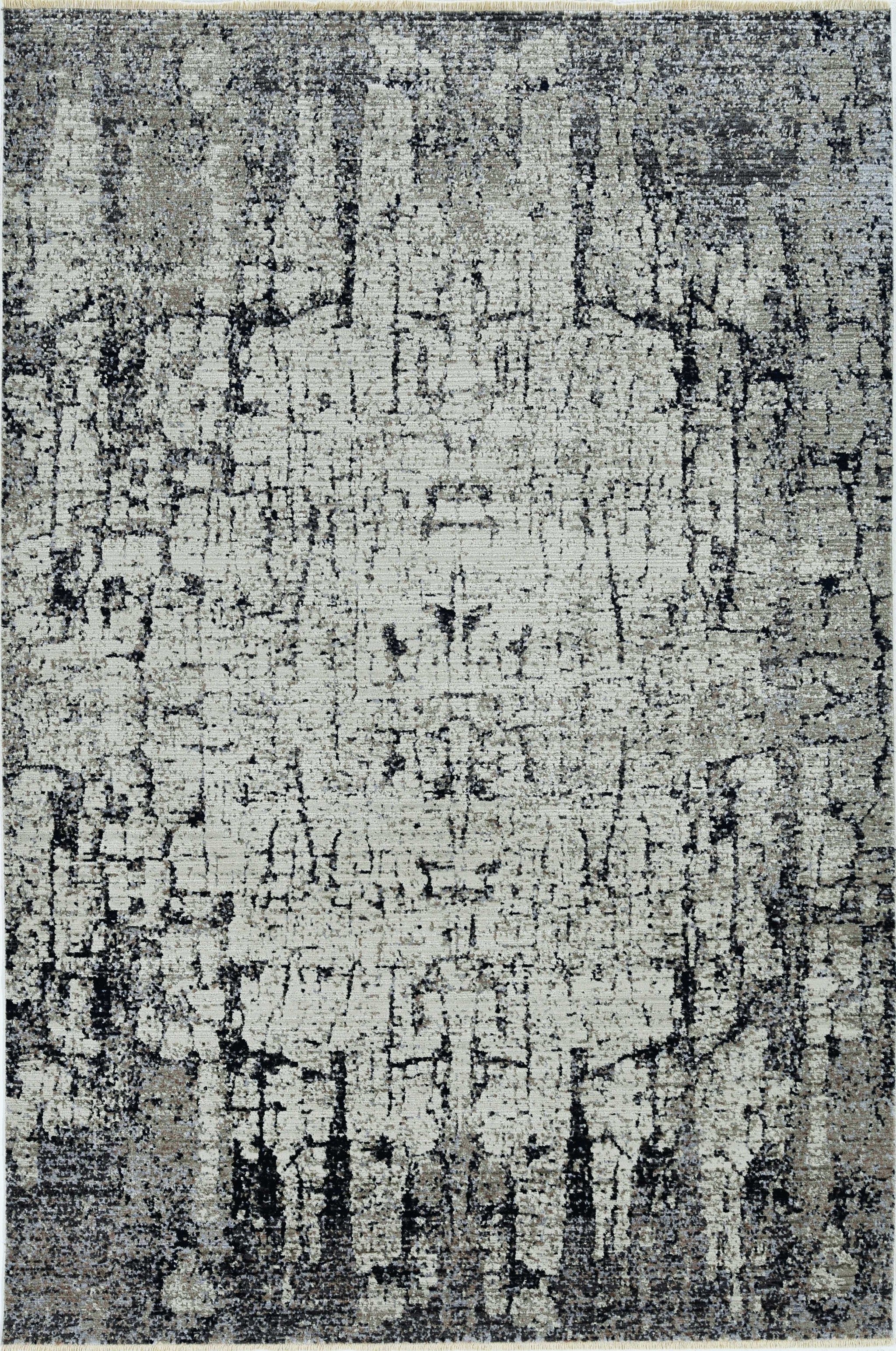 2' X 8' Ivory Or Grey Abstract Cracks Runner Rug