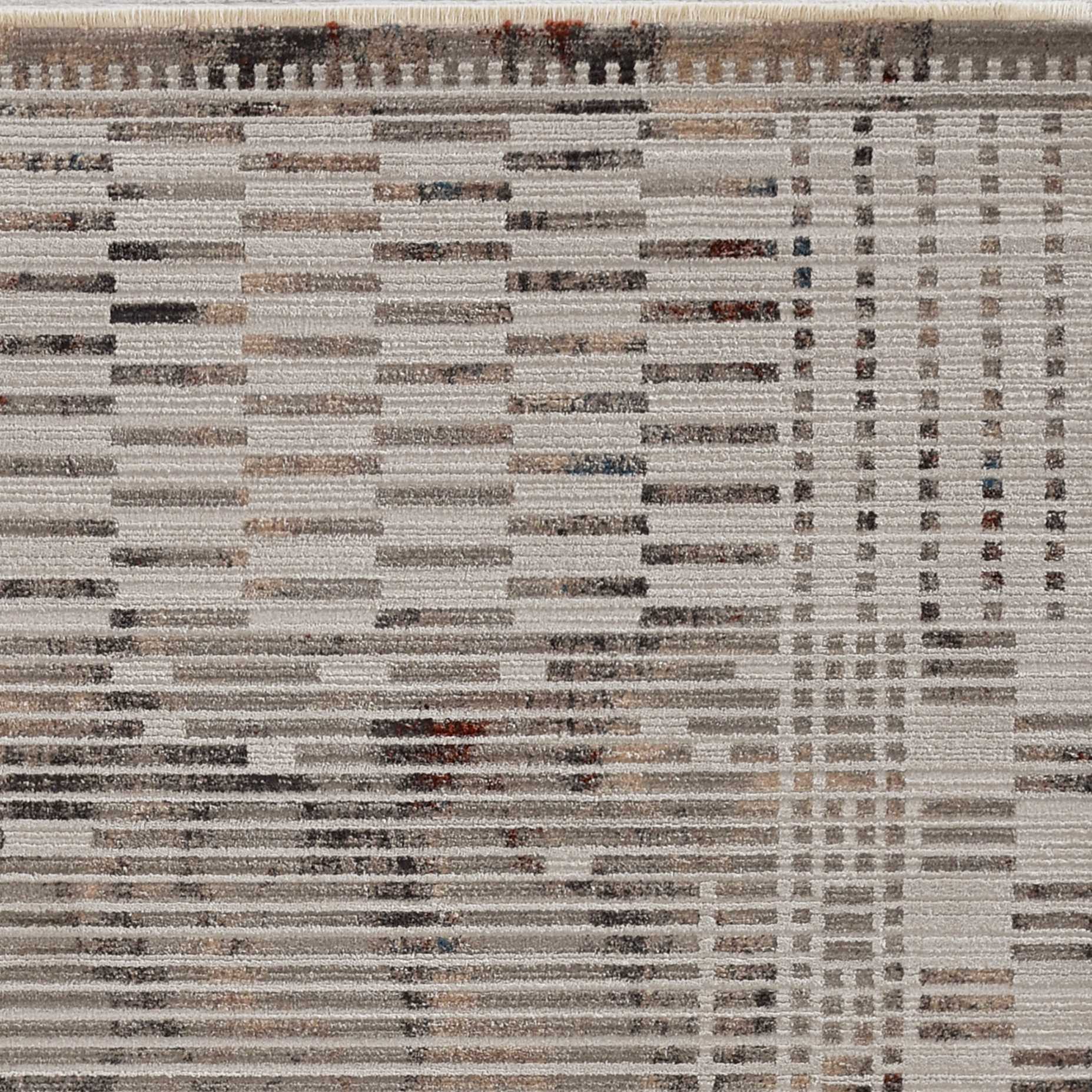 2' X 8' Natural Geometric Bars Runner Rug