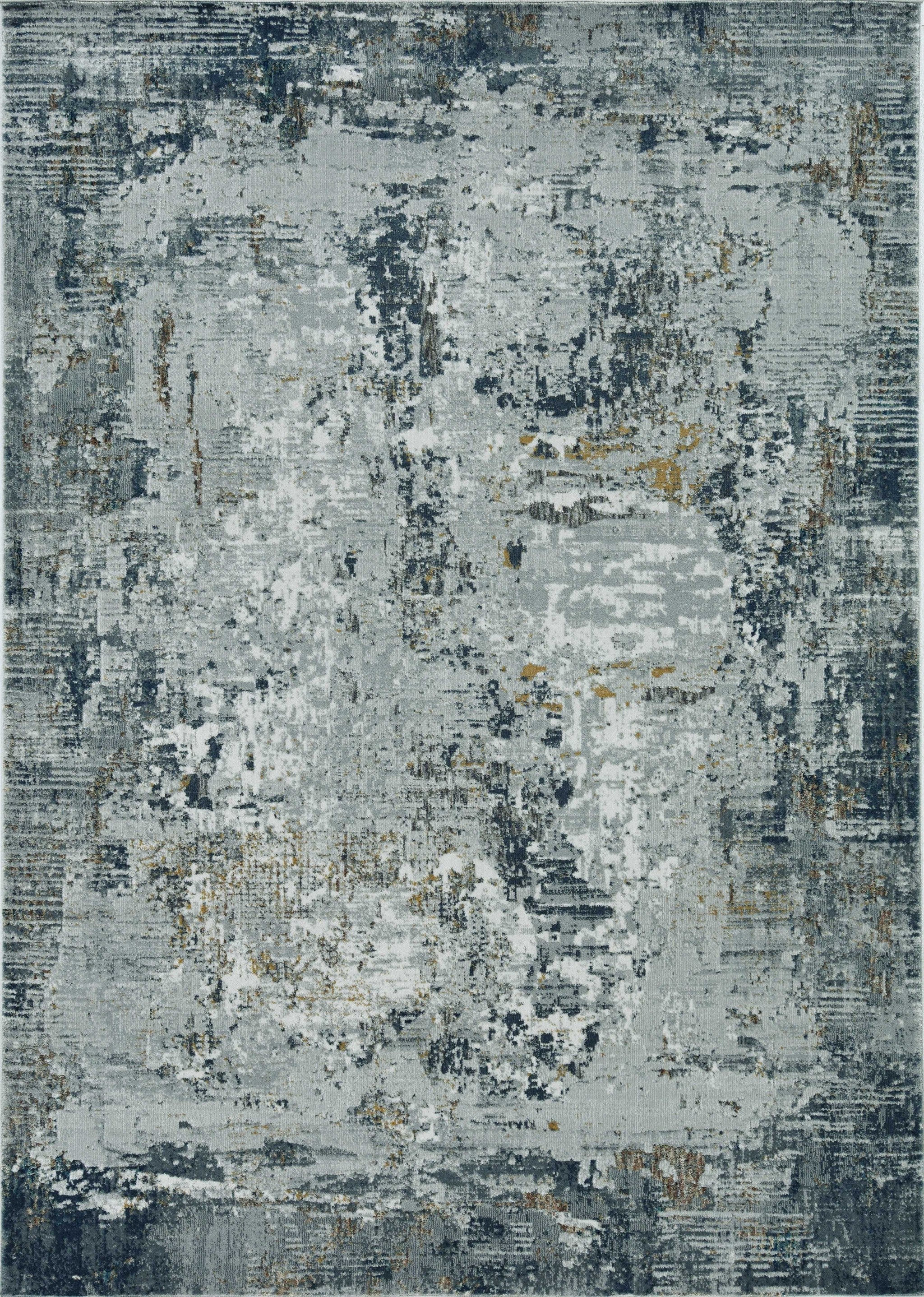 7' Grey Machine Woven Abstract Brushstrokes Indoor Runner Rug