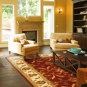 63" X 91" Red Or  Ivory  Polypropylene Rug