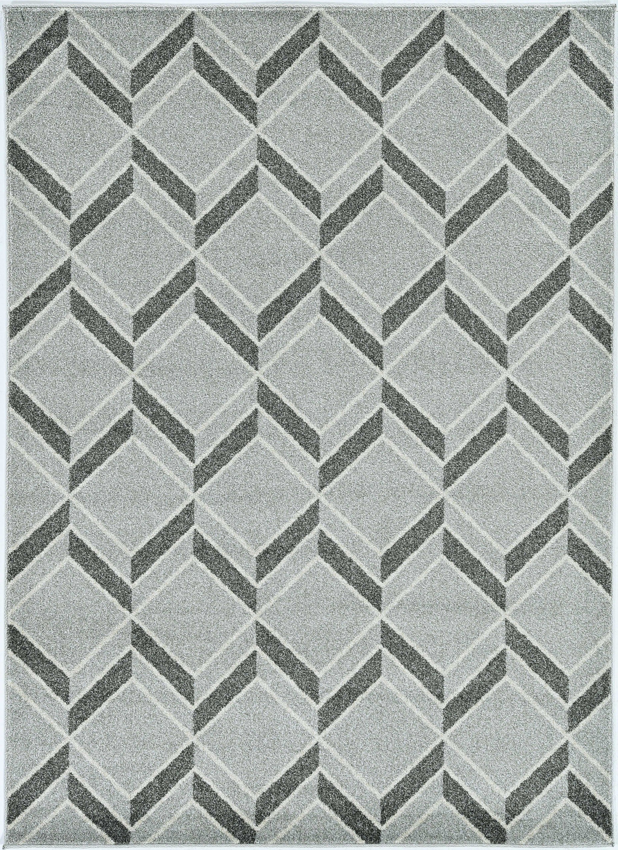 2'X4' Grey Machine Woven Uv Treated Herringbone Illusion Indoor Outdoor Accent Rug