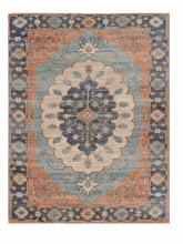 3'X5' Blue Hand Woven Oval Medallion Indoor Area Rug