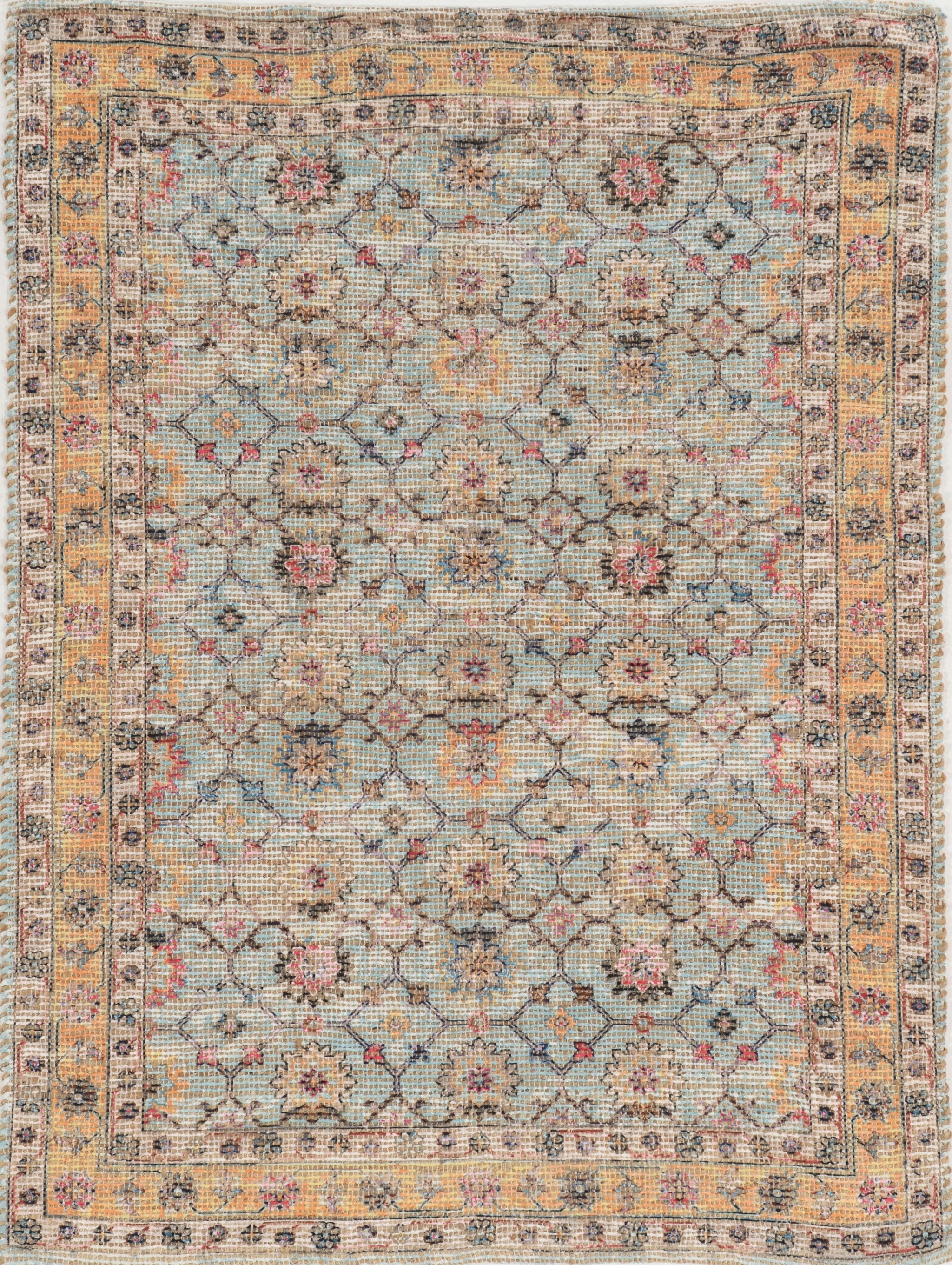 2'X4' Spa Green Hand Woven Floral Indoor Accent Rug