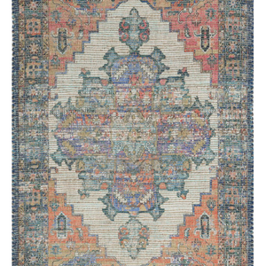2'X4' Blue Rust Orange Hand Woven Diamond Medallion Indoor Accent Rug