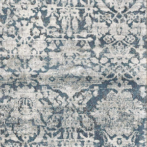 3'X5' Teal Machine Woven Floral Traditional Indoor Area Rug