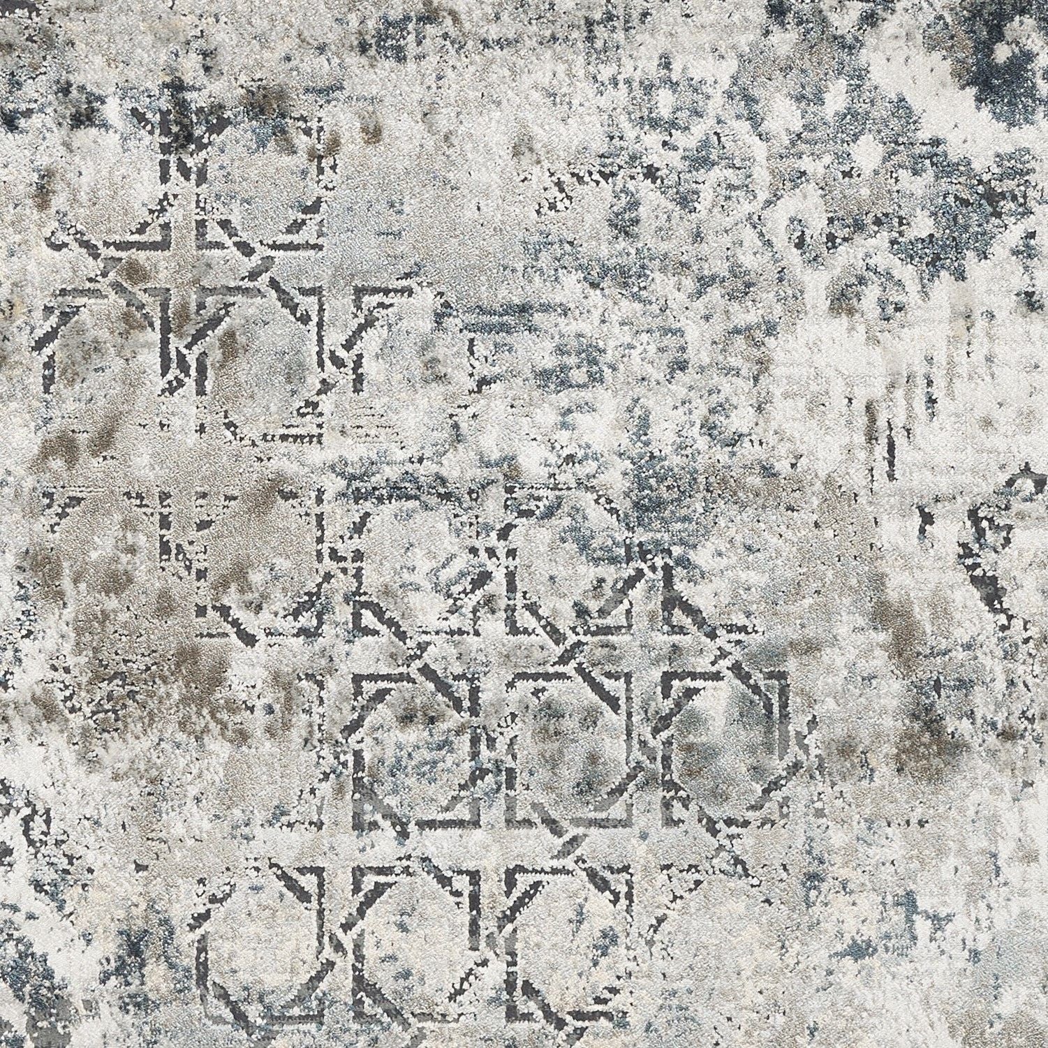 8' Teal Machine Woven Distressed Traditional Indoor Runner Rug