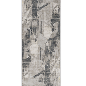 8' Grey Machine Woven Abstract Geometric Indoor Runner Rug