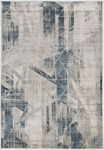 3'X5' Grey Blue Machine Woven Abstract Geometric Indoor Area Rug