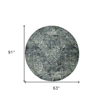 8' Grey Machine Woven Quatrefoil Indoor Runner Rug