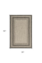 3' X 5' Grey Polypropylene Area Rug