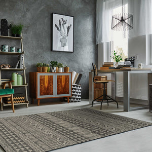 3'X4' Charcoal Machine Woven Uv Treated Tribal Indoor Outdoor Accent Rug