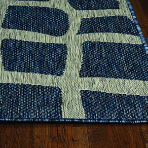 3'X4' Blue Grey Machine Woven Uv Treated Abstract Indoor Outdoor Accent Rug
