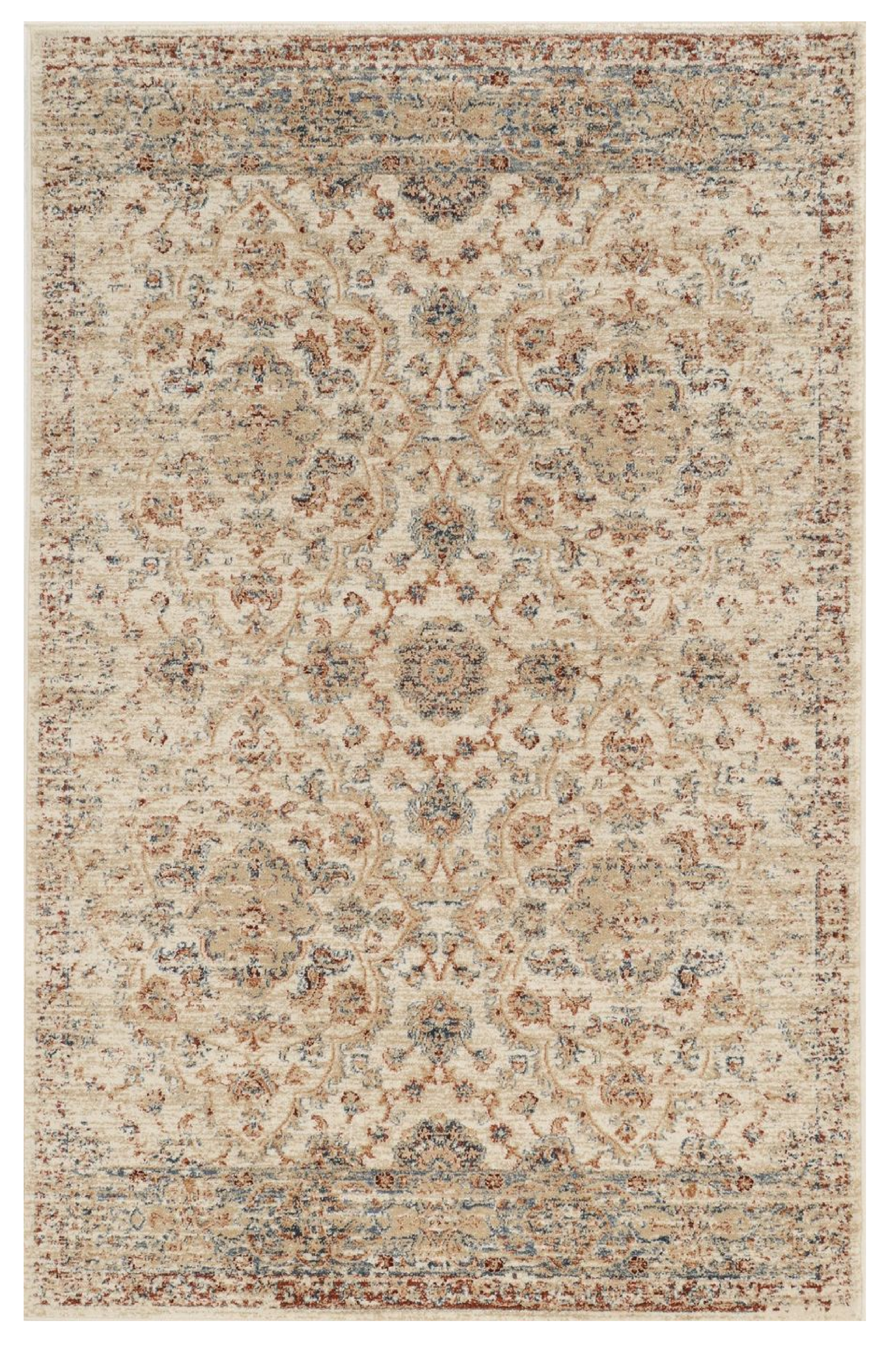 3' X 5' Ivory Floral Vines Area Rug