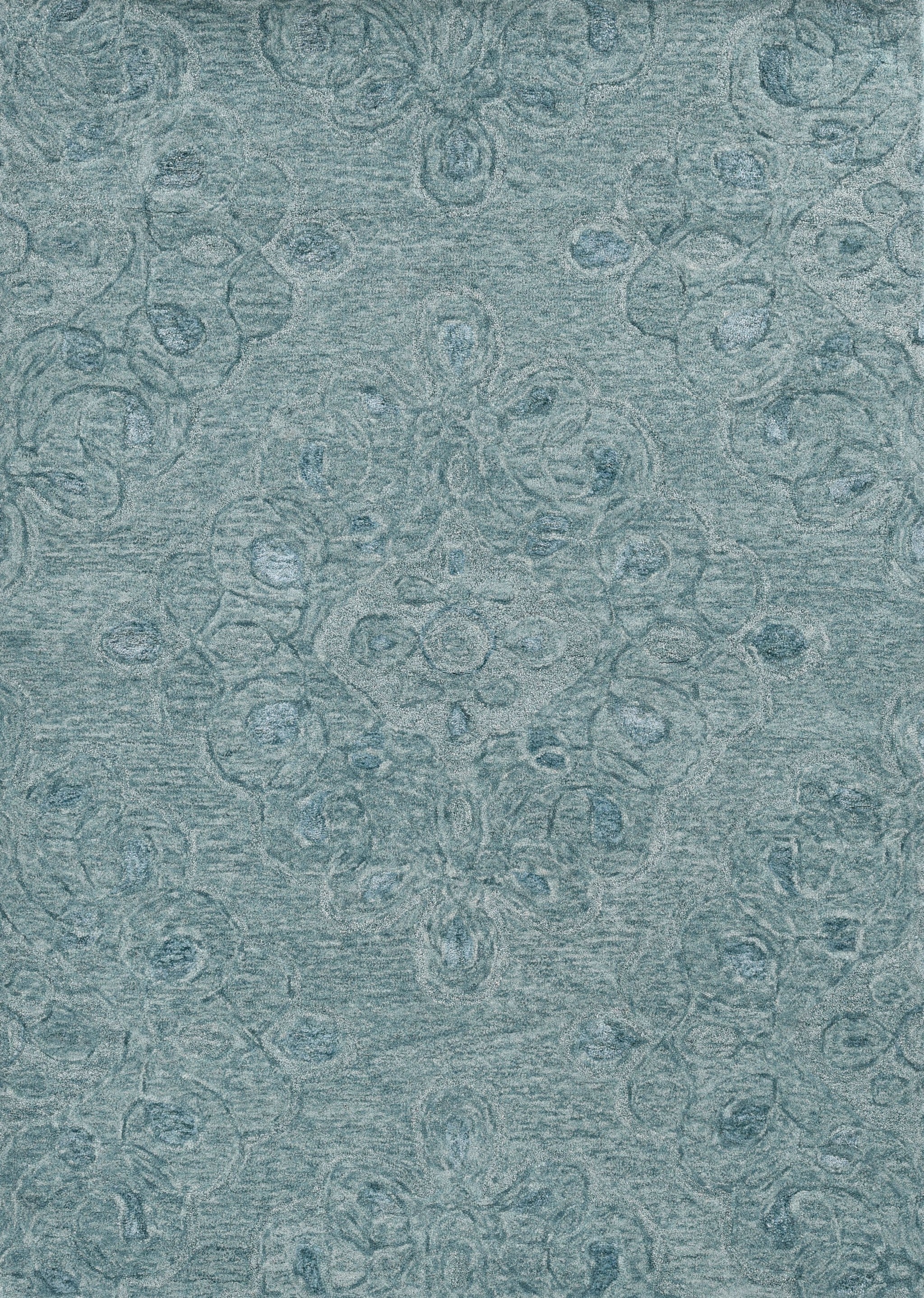 5'X7' Seafoam Blue Hand Tufted Floral Indoor Area Rug