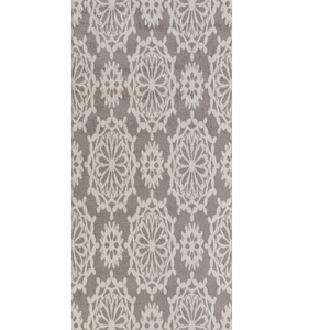 7' Grey Ivory Machine Woven Floral Indoor Runner Rug