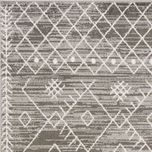2' X 7' Gray And White Boho Geo Area Rug
