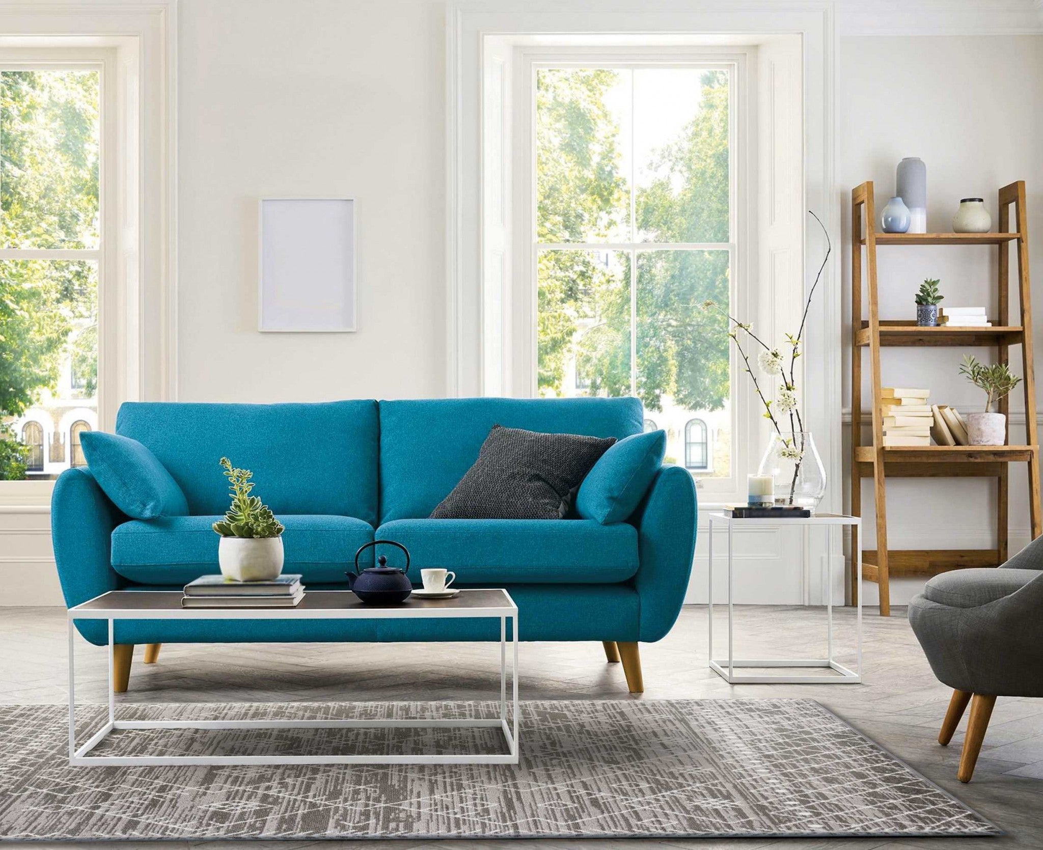 2' X 7' Gray And White Boho Geo Area Rug