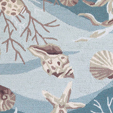 Seafoam Green Hand Hooked Sea Shells Indoor Runner Rug 8'