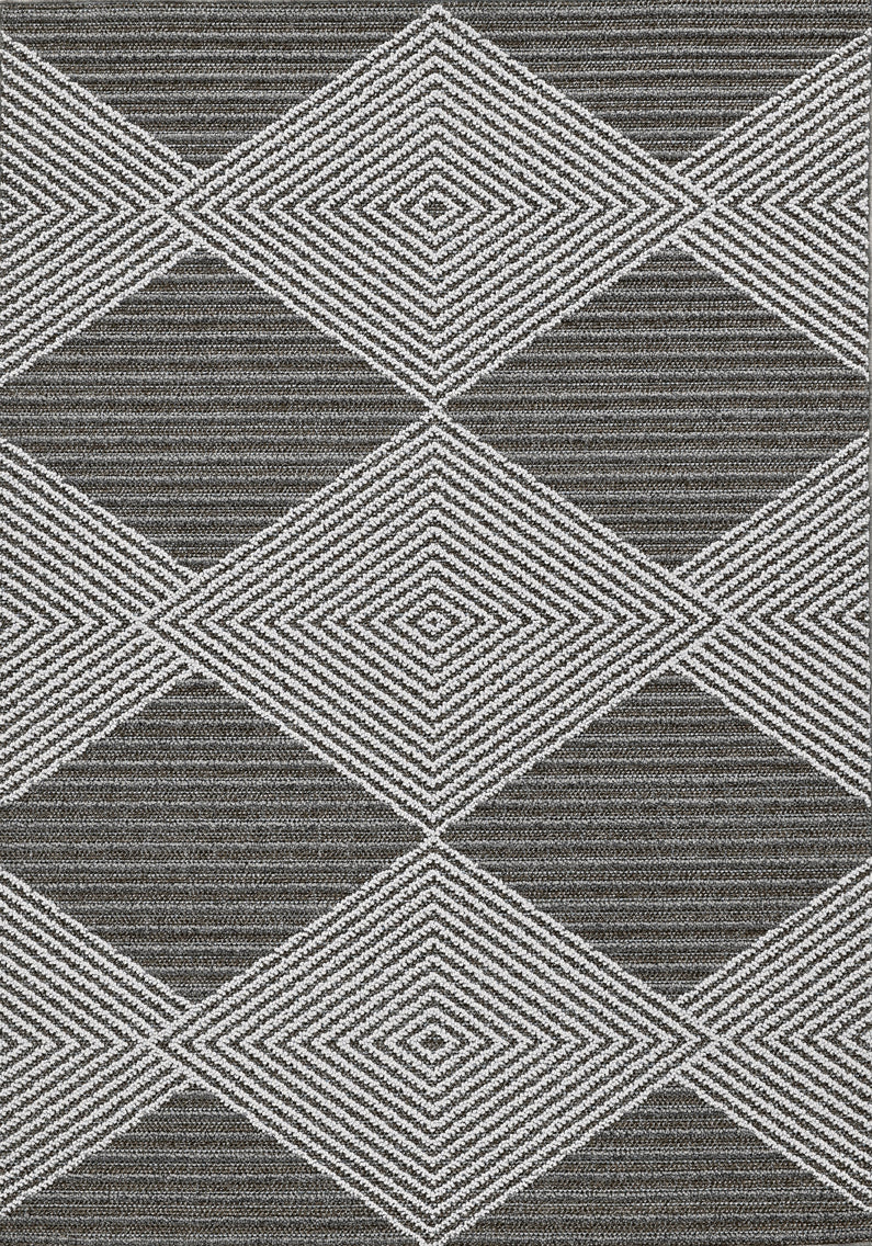 4' X 6' Grey Or Ivory Geometric Diamond Area Rug
