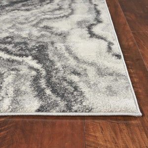 3'X5' Ivory Grey Machine Woven Marble Indoor Area Rug