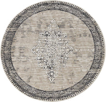 5' X 8' Sand Or Charcoal Medallion Bordered Area Rug
