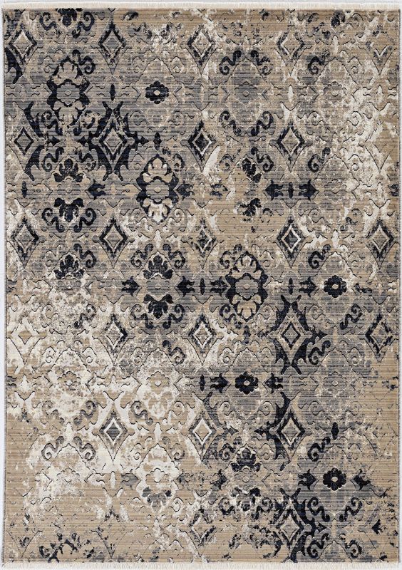 2' X 8' Ivory Or Beige Antique Pattern Runner Rug