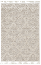 12'X15' Ivory Beige Machine Woven Geometric With Fringe Indoor Area Rug