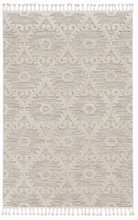 12'X15' Ivory Beige Machine Woven Geometric With Fringe Indoor Area Rug