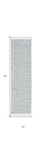 12'X15' Ivory Grey Machine Woven Diamond Pattern With Fringe Indoor Area Rug