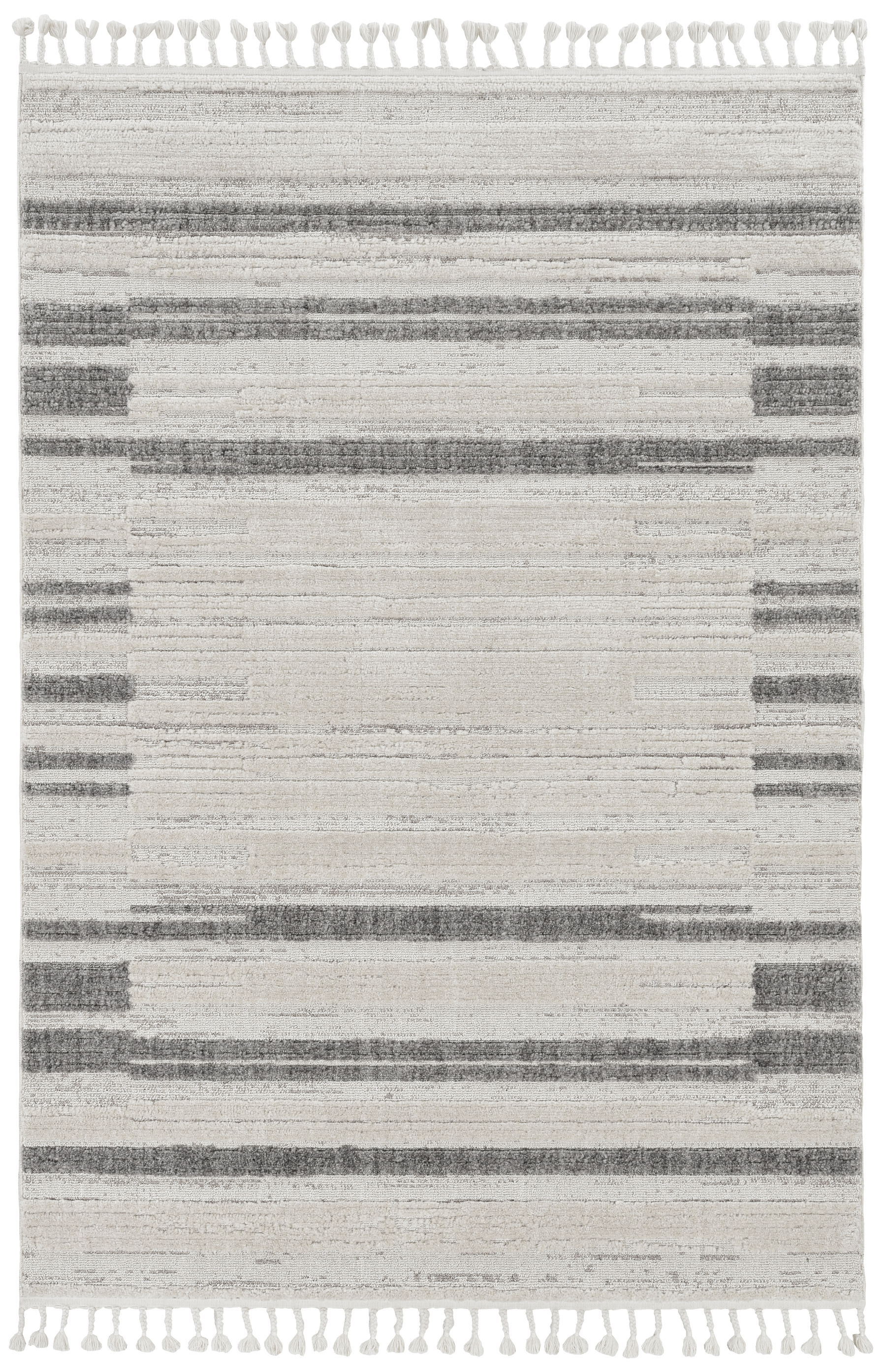 144 X 180 Ivory  Grey Polyester Rug