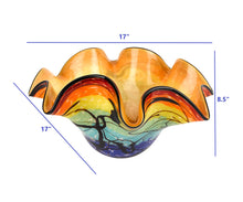 17 Mouth Blown Floppy Design Art Glass Centerpiece Bowl