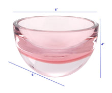 6 Mouth Blown European Made Lead Free Pink Crystal Bowl