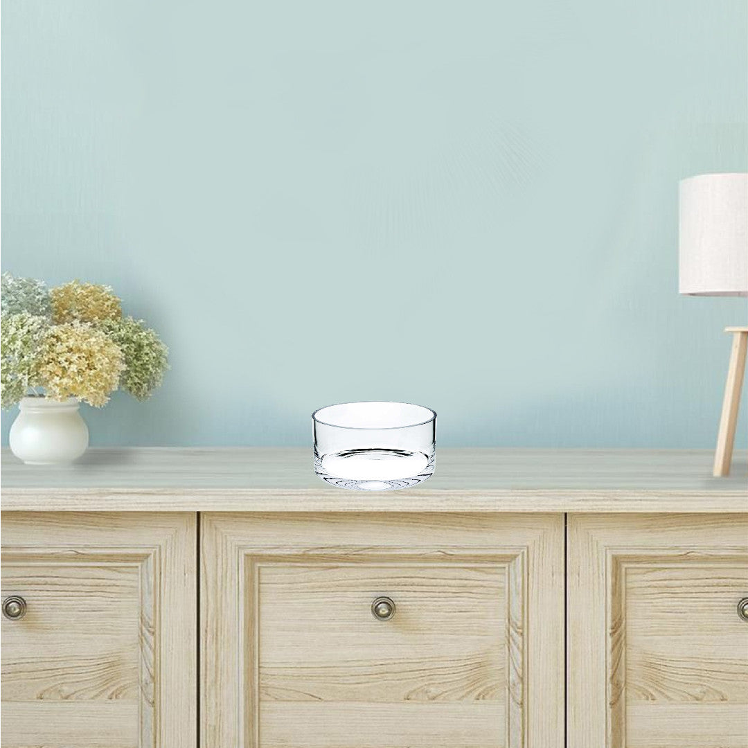 Tazón cilíndrico de vidrio clásico sin plomo soplado con 8 bocas