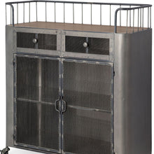 Rustic Metal Industrial Style Rolling Bar Cart