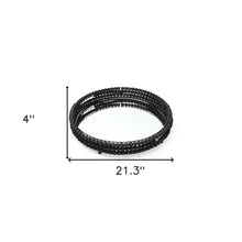 Matte Black Wood With Bead Mirrored Glass Bottom Round Tray 21