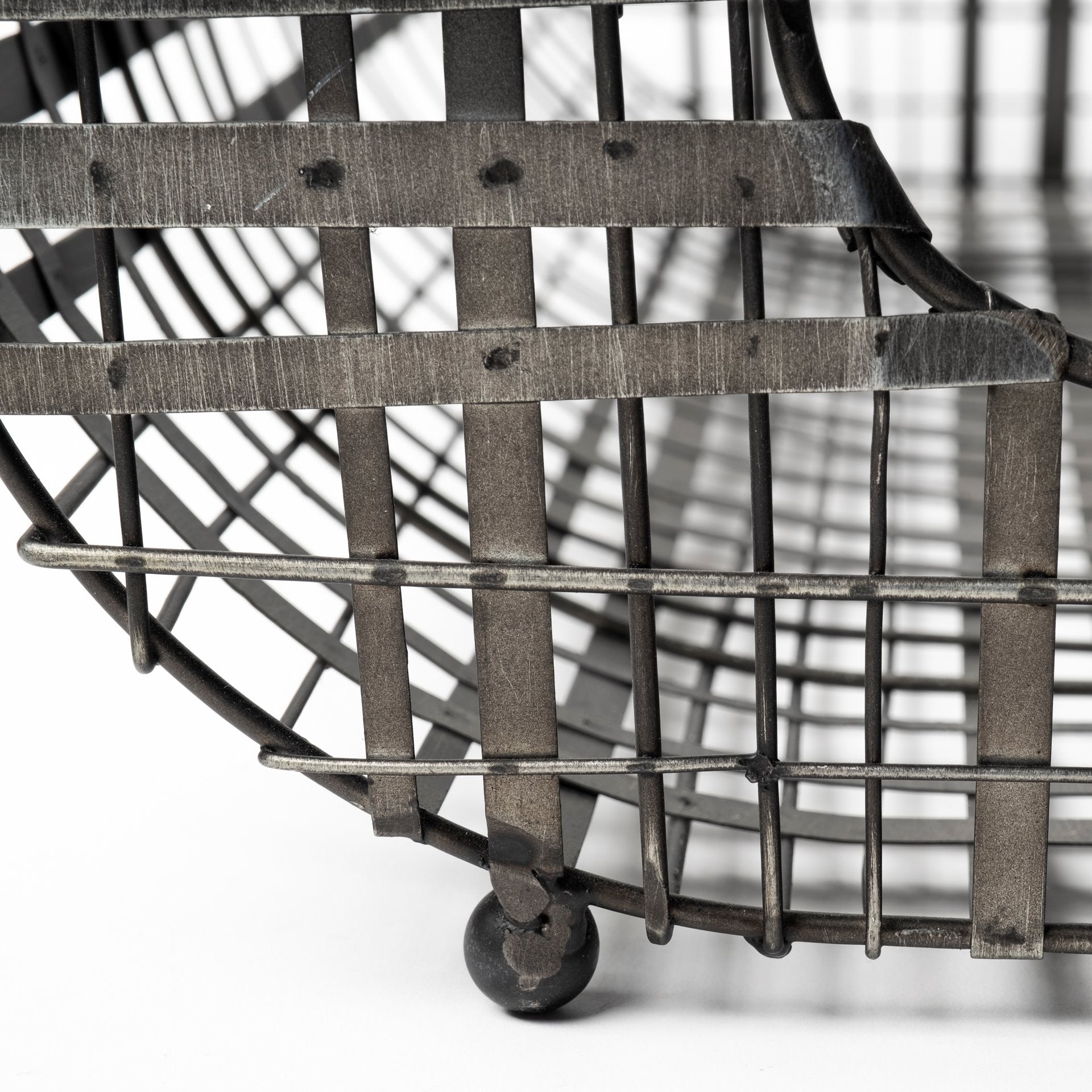 Set Of 2 Gray Metal With Circle Handle Trays