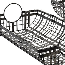 Set Of 2 Gray Metal With Circle Handle Trays