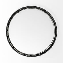 Matte Black Metal Half Circles And Mirrored Glass Round Tray 20