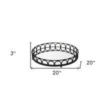 Matte Black Metal Half Circles And Mirrored Glass Round Tray 20